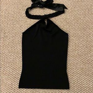 Ann Taylor black halter with sequin detail